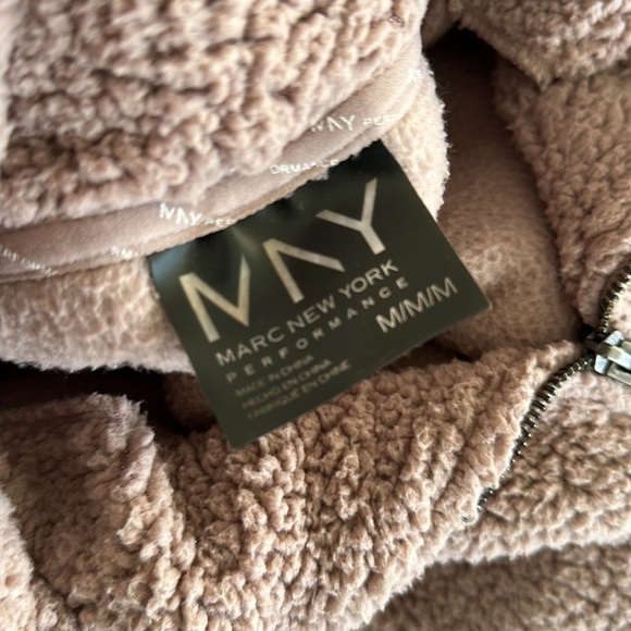 Marc New York Teddy Faux Shearling Fleece Quarter Zip Jacket in Rouge Sz Medium - Picture 5 of 6